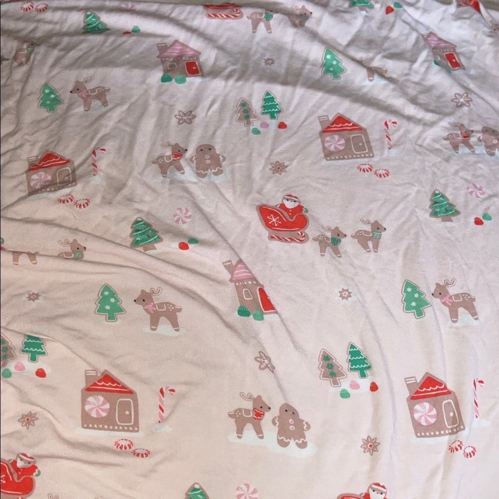 Angel Dear Holiday Baby Blanket PINK Bamboo Festive Print Santa Gingerbread